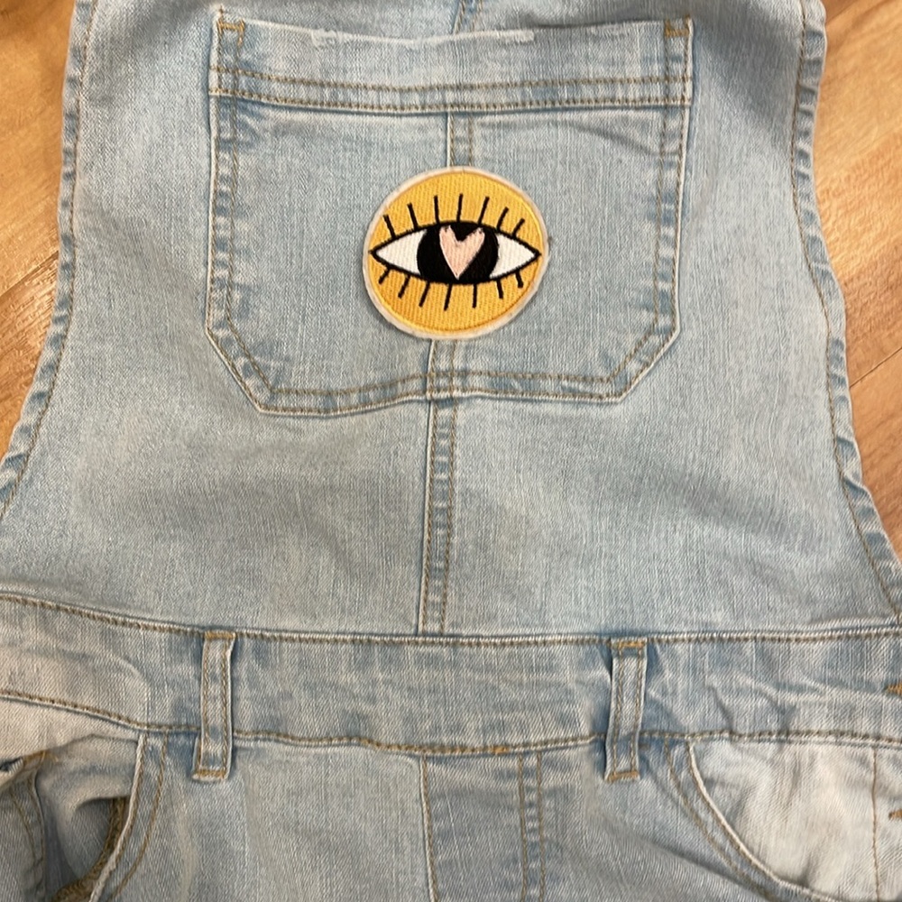 Hand distressed own design Patchwork Distressed DENIM Jean Overalls - Picture 2 of 7